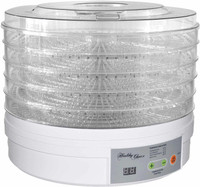 MANTAVYA Adjustable Thermostat for Food Fruit Electric Food Dehydrator with 5 Stackable Tray Food Steamer(10 L, White)