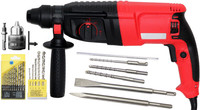 Digital Craft 26mm Electric Demolition Jack Hammer Rotary Hammer Electric Concrete Drill With 5Pc SDS Hammer Bit 13Pc HSS Drill Bit & 5Pc Masnory Bit Power & Hand Tool Kit(25 Tools)