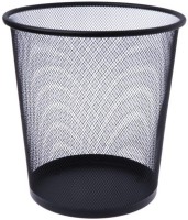 Eware Mesh Wastebasket Round Trash Can Recycling Bin Office Tools Supplies Iron Dustbin(Black)