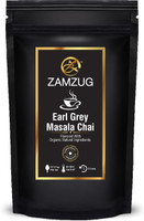 ZAMZUG - Special Organic Earl Grey Masala Chai (100gm / 50 Cups) - 100% Natural Pure CTC Black Tea with wellness Herbs - Natural Spiced Tea Infus Herbs Masala Tea Pouch(1