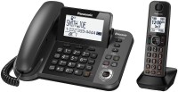 Panasonic KX-TGF380M DECT 6.0 1.9GHz Link2Cell(R) 1-Line Corded/Cordless with TAD (1 Cordless Handset) Corded & Cordless Landline Phone(Black)