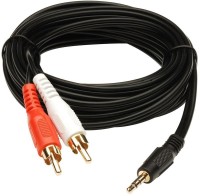 Fedus 3.5mm Jack Stereo Audio Male to 2 RCA Male 1.5 m RCA Audio Video Cable(Compatible with Computer, Black)