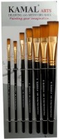 KAMAL Flat Artist Quality Painting Brush Golden/Black Taklon(Set of 7, Black)