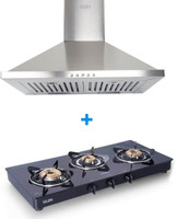 Glen Brass Burner Black Wall Mounted Chimney(Silver 100 CMH)