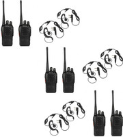 GT-TECH 6 Pcs BF-888S Walkie Talkie Handheld Walkie Talkie with 6 Earpieces Walkie Talkie(Black)