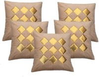MS Enterprises Geometric Cushions Cover(Pack of 5, 40 cm*40 cm, Gold, Beige)