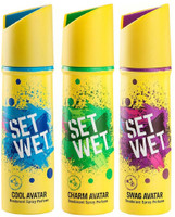 Set Wet Cool, Charm and Swag Avatar Deodorant Spray - For Men(450 ml, Pack of 3)