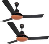 LUMINOUS New York Hudson 1200 mm 3 Blade Ceiling Fan(Midnight Black, Pack of 2)