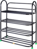 Patelraj Metal Collapsible Shoe Stand(Black, 4 Shelves)