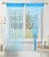 Panipat Textile Hub 210 cm (7 ft) Net Door Curtain (Pack Of 2)(Self Design, Sky)
