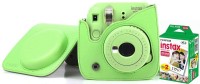 FUJIFILM Instax Mini 9 Camera With Leather Bag and 20x Film Sheet - Lime Green Instant Camera(Green)