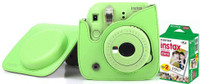 FUJIFILM Instax Mini 9 Camera With Leather Bag and 20x Film Sheet - Lime Green Instant Camera(Green)