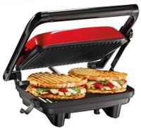 Hamilton Beach Panini Press Gourmet Sandwich Maker | Model# 25462Z Grill(Red)