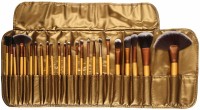 SKINPLUS Professional Cosmetic Brush Set (24 Pieces) with Golden Leather Pouch for Eye Shadow Blush Concealer(Pack of 24)