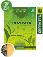 Navvayd Ashwagandha Herbal Tea, Darjeeling Green Tea, 100 Gms 40 Cups Ginseng Green Tea Pouch(100 g)