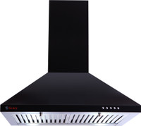 Seavy Acura Black 60cm, 1100m3/hr Air Suction Wall Mounted Chimney(Black 1100 CMH)