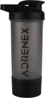 Adrenex by Flipkart BPA Free Gym Bottle with Single Supplement Storage Compartment and Mixer Ball 700 ml Shaker(Pack of 1, Black, Grey, Plastic)