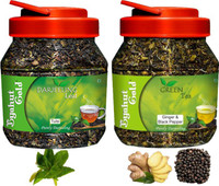 Byahut Gold Tulsi Darjeeling Leaf and Ginger Black Pepper Green Tea Ginger, Black Pepper, Tulsi Green Tea Mason Jar(400 g)