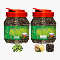Byahut Gold Cardamom & Ginger Black Pepper Combo Organic Tea Cardamom, Ginger, Black Pepper Green Tea Mason Jar(400 g)