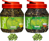 Byahut Gold Cardamom Green Tea and Cardamom Darjeeling Leaf Cardamom Green Tea Mason Jar(400 g)