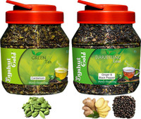 Byahut Gold Cardamom Green Tea and Ginger Black Pepper Darjeeling Leaf Cardamom, Ginger, Black Pepper Green Tea Mason Jar(400 g)