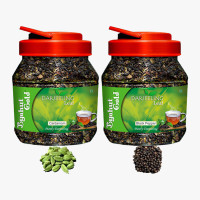 Byahut Gold Cardamom & Black Pepper Combo Darjeeling Leaf Cardamom, Black Pepper Green Tea Mason Jar(400 g)