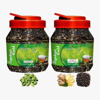 Byahut Gold Cardamom & Ginger Black Pepper Combo Darjeeling Leaf Cardamom, Ginger, Black Pepper Green Tea Mason Jar(400 g)