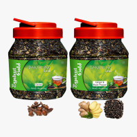 Byahut Gold Cloves & Ginger Black Pepper Combo Darjeeling Leaf Cloves, Ginger, Black Pepper Green Tea Mason Jar(400 g)