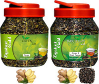 Byahut Gold Ginger Green Tea and Ginger Black Pepper Darjeeling Leaf Ginger, Black Pepper Green Tea Mason Jar(400 g)