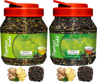 Byahut Gold Ginger Black Pepper Green Tea and Ginger Black Pepper Leaf Ginger, Black Pepper Green Tea Mason Jar(400 g)