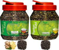 Byahut Gold Ginger Black Pepper Organic Tea and Black Pepper Green Tea Ginger, Black Pepper Green Tea Mason Jar(400 g)