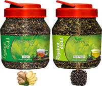 Byahut Gold Ginger Organic Tea and Black Pepper Green Tea Ginger, Black Pepper Green Tea Mason Jar(400 g)