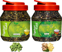 Byahut Gold Cardamom Green Tea and Ginger Darjeeling Leaf Cardamom, Ginger Green Tea Mason Jar(400 g)