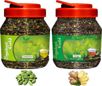 Byahut Gold Cardamom Green Tea and Ginger Organic Tea Cardamom, Ginger Green Tea Mason Jar(400 g)