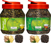 Byahut Gold Ginger Black Pepper Green Tea and Ginger Black Pepper Organic Tea Ginger, Black Pepper Green Tea Mason Jar(400 g)