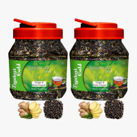Byahut Gold Ginger Black Pepper 2x Combo Darjeeling Leaf Ginger, Black Pepper Green Tea Mason Jar(400 g)