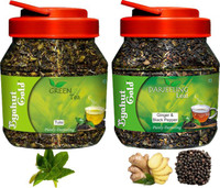 Byahut Gold Tulsi Green Tea and Ginger Black Pepper Darjeeling Leaf Ginger, Black Pepper, Tulsi Green Tea Mason Jar(400 g)