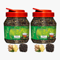Byahut Gold Ginger Black Pepper & Black Pepper Combo Organic Tea Ginger, Black Pepper Green Tea Mason Jar(400 g)
