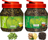 Byahut Gold Cardamom Green Tea and Ginger Black Pepper Organic Tea Cardamom, Ginger, Black Pepper Green Tea Mason Jar(400 g)