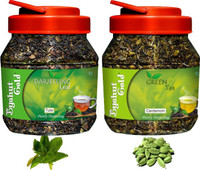 Byahut Gold Tulsi Darjeeling Leaf and Cardamom Green Tea Cardamom, Tulsi Green Tea Mason Jar(400 g)