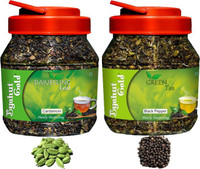 Byahut Gold Cardamom Darjeeling Leaf and Black Pepper Green Tea Cardamom, Black Pepper Green Tea Mason Jar(400 g)
