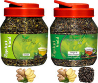 Byahut Gold Ginger Green Tea and Ginger Black Pepper Organic Tea Ginger, Black Pepper Green Tea Mason Jar(400 g)