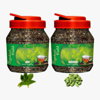 Byahut Gold Tulsi & Cardamom Combo Organic Tea Tulsi, Cardamom Green Tea Mason Jar(400 g)