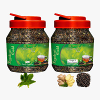 Byahut Gold Tulsi & Ginger Black Pepper Combo Organic Tea Tulsi, Ginger, Black Pepper Green Tea Mason Jar(400 g)
