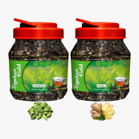 Byahut Gold Cardamom & Ginger Combo Darjeeling Leaf Cardamom, Ginger Green Tea Mason Jar(400 g)