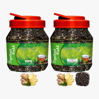 Byahut Gold Ginger & Ginger Black Pepper Combo Darjeeling Leaf Ginger, Black Pepper Green Tea Mason Jar(400 g)