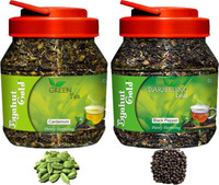 Byahut Gold Cardamom Green Tea and Black Pepper Darjeeling Leaf Cardamom, Black Pepper Green Tea Mason Jar(400 g)