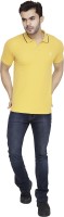 Mansha Fashions Solid Men Polo Neck Yellow T-Shirt