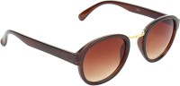 Zyaden Round Sunglasses(For Men & Women, Brown)