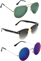 Zyaden Aviator, Round, Round Sunglasses(For Men & Women, Black, Green, Blue)